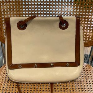 White and Brown trim purse